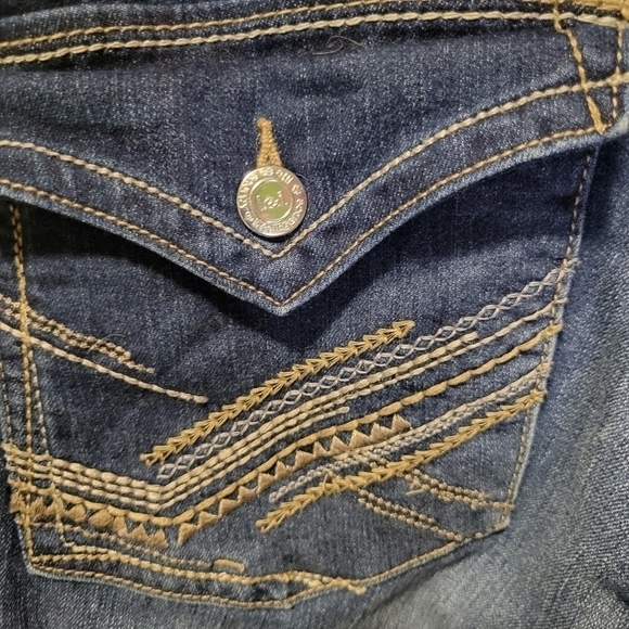 L.e.i Bridget Blue Colored Curvy Bootcut StyleJeans Size Juniors 13 Women 10-12 - Picture 9 of 13